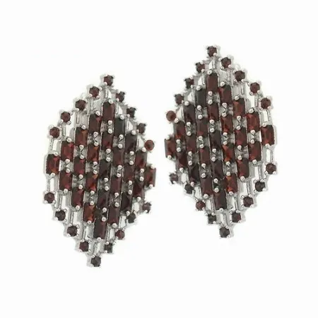 Серьги из серебра с натуральным гранатом