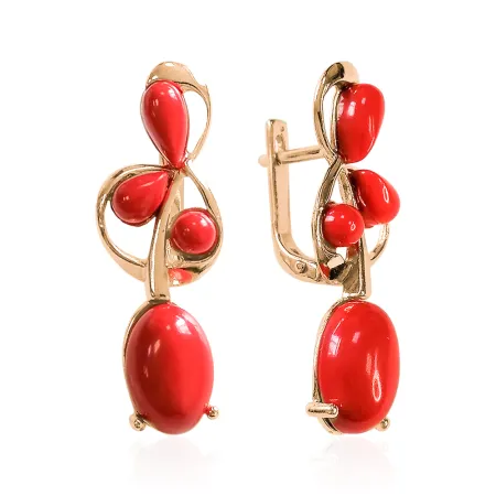 Серьги из позолоченного серебра с кораллом