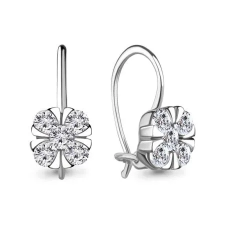 Серьги из серебра с фианитами