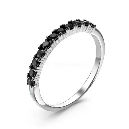 Серебряное кольцо с дорожкой из чёрных фианитов