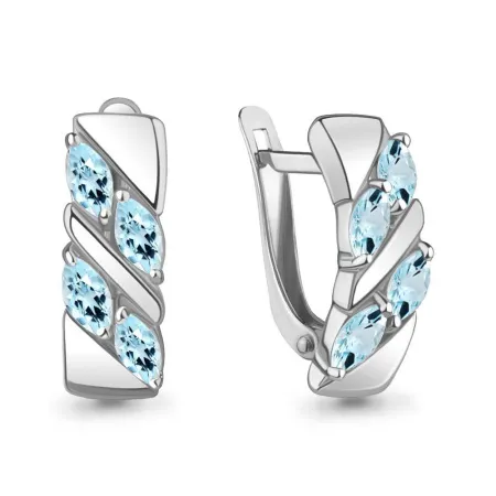 Серьги из серебра с топазами Скай Блю