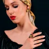 Кольцо из позолоченного серебра с натуральным белым янтарем и эмалью