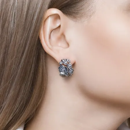 Серьги из серебра Цветы