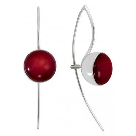 Серьги из серебра с красным натуральным кораллом