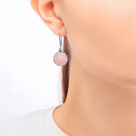 Серьги-трансформеры из серебра с розовым кварцем