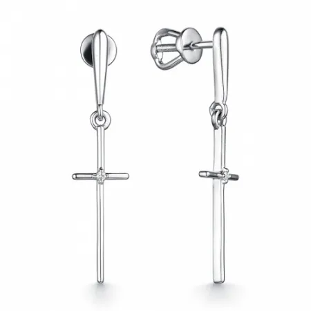 Серьги-крестики из серебра