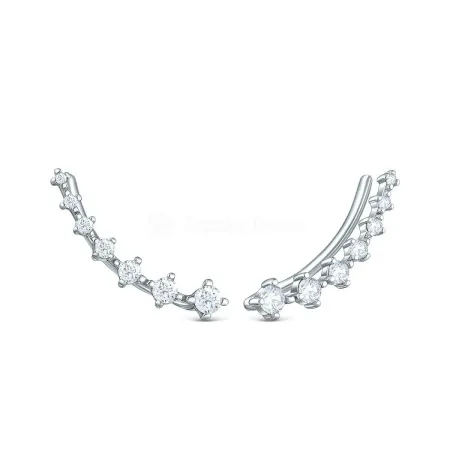 Серьги каффы из серебра с фианитами
