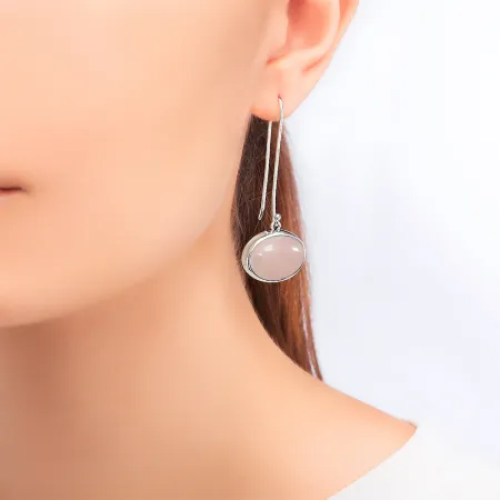 Серьги из серебра с розовым кварцем