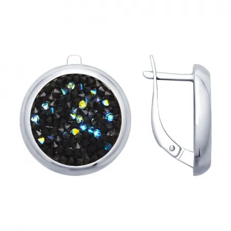 Серьги из серебра с черными кристаллами Swarovski (SOKOLOV)