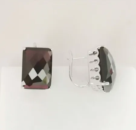 Серьги из серебра с натуральным гранатом