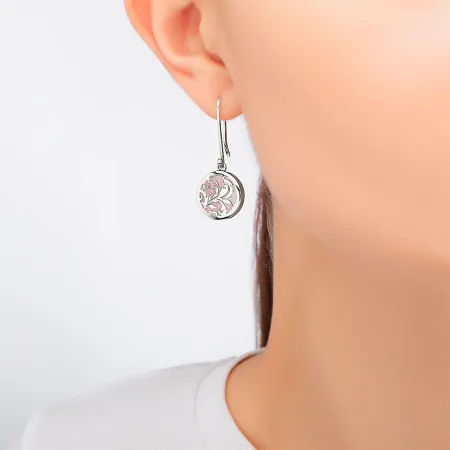 Серьги-трансформеры из серебра с розовым кварцем