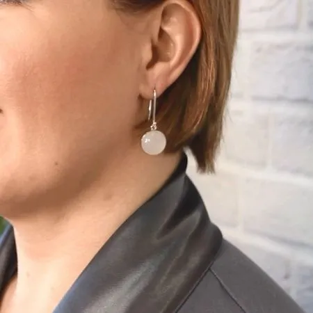 Серьги-трансформеры из серебра с розовым кварцем