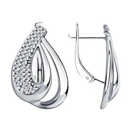 Серьги из серебра с фианитами (SOKOLOV)