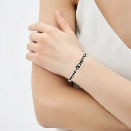 Браслет в этническом стиле из чернёного серебра