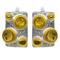 Серьги из серебра с янтарем и позолотой