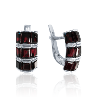 Серьги из серебра с натуральным гранатом (Чехия)