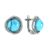 Серьги из серебра с натуральной бирюзой