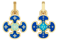 Подвеска СПАСИ И СОХРАНИ из серебра с позолотой и эмалью