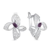 Серьги из серебра с аметистом и фианитами