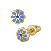 Серьги пусеты Ромашки из позолоченного серебра с эмалью