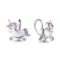Серьги Единорожки из серебра с фианитами и шпинелью