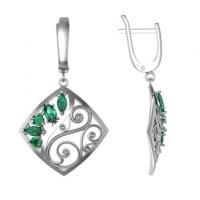 Серьги из серебра с алпанитом (ювелирным кристаллом)