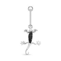 Пирсинг из серебра с черными фианитами