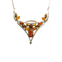 Колье из серебра с натуральным янтарем