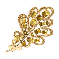 Брошь из серебра с позолотой, цитринами и фианитами (SOKOLOV)