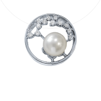 Подвеска из серебра с натуральным культивированным жемчугом и фианитами