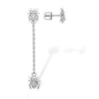 Серьги пусеты Пауки из серебра с фианитами