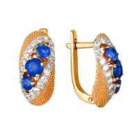 Серьги из красного золота с натуральными сапфирами и бриллиантами