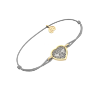 Браслет ЗАПОВЕДЬ НОВУЮ ДАЮ из золочёного серебра на серой нити