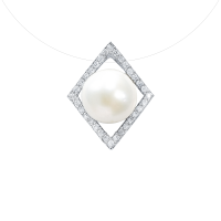 Подвеска из серебра с натуральным жемчугом и фианитами