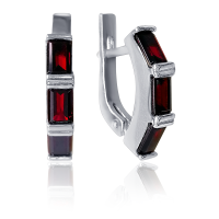 Серьги из серебра с натуральным гранатом