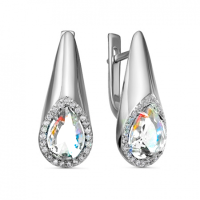 Серьги из серебра с ювелирным кристаллом и фианитом