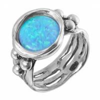 Кольцо из серебра с искусственным опалом