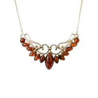 Колье из серебра с натуральным янтарем