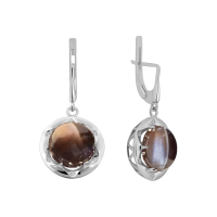 Серьги из серебра с перламутром и фианитами