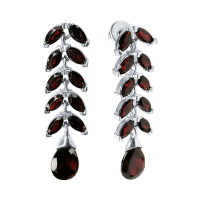 Серьги из серебра с натуральным гранатом