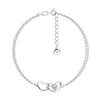 Браслет Сердечки из серебра с фианитом