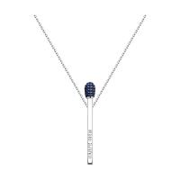 Колье Спичка из серебра с темно-синими фианитами
