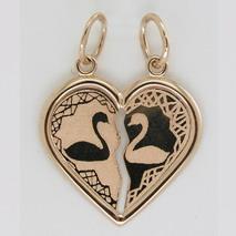 Подвеска Две половинки из золота без вставок