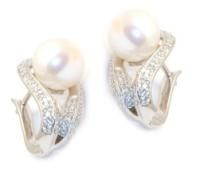 Серьги из серебра с жемчугом и фианитами