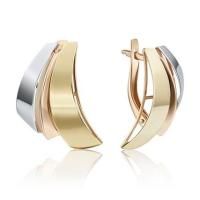 Серьги из комбинированного золота без вставок