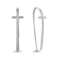 Серьги крестики из серебра с фианитами