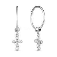 Серьги конго из серебра с фианитами