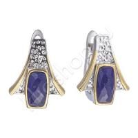 Серьги из серебра с лазуритом и позолотой