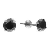 Серьги пусеты из серебра с фианитами