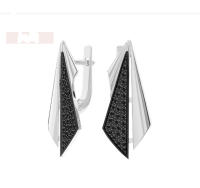 Серьги из серебра с черными и белыми фианитами